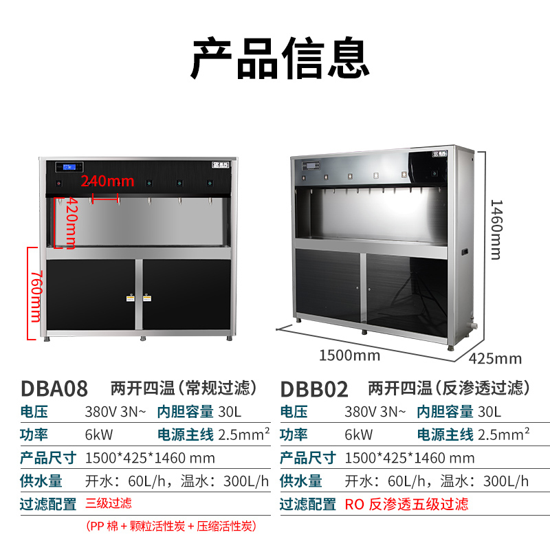 圣托(Shentop)三级过滤两开四温开水器 学校医院大型直饮机 不锈钢自动开水机 工厂饭堂用饮水机 DBA08