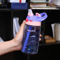 【带锁扣更实用】儿童水杯防摔水壶可爱卡通防漏夏季塑料吸管杯子 公主紫吸管杯 单杯子（送杯刷）