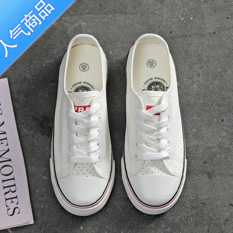 SUNTEK2023夏季新款小白鞋透气网面镂空网眼薄款帆布鞋女休闲运动鞋板鞋图片