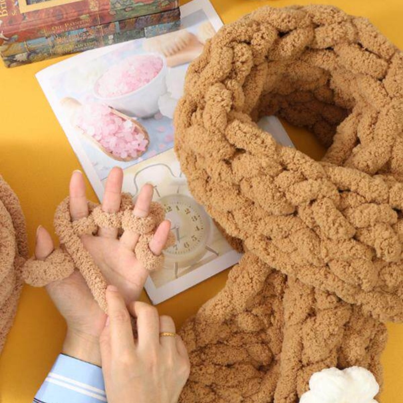 华普思 围巾线毛线手工编织diy 毛线+小熊贴浅粉色高清大图