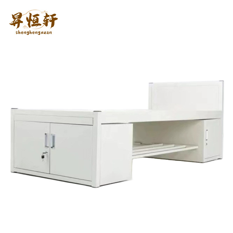 钢制加厚营房单层铁床内务柜鞋架制式铁架床 加厚单人床 SHX-026 张高清大图