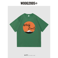 WOOG2005夏天男士新款T恤ins潮牌男女同款情侣装100棉纯色打底衫