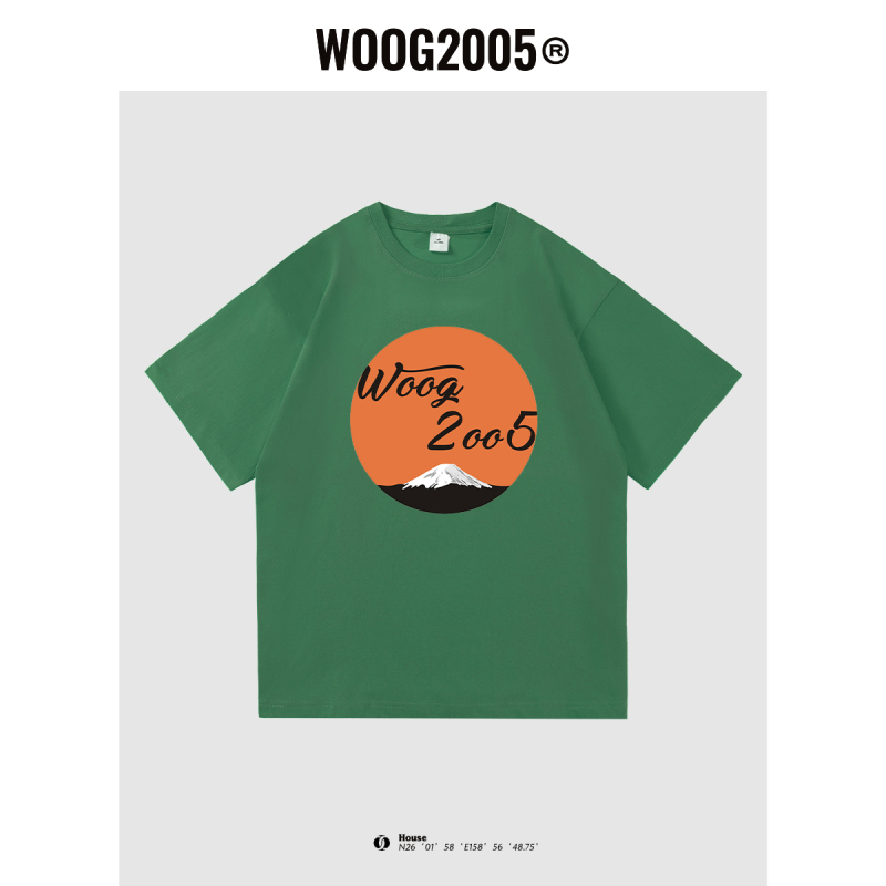 WOOG2005夏天男士新款T恤ins潮牌男女同款情侣装100棉纯色打底衫