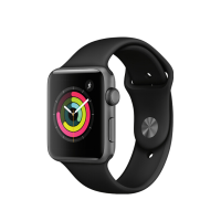 苹果/Apple Watch Series 3 智能手表 42毫米(GPS款 深空灰色铝金属表壳 黑色运动型表带 3代手表 接打电话,收发短信,登陆微信,久坐提醒,心率检测