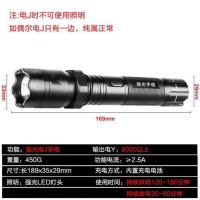 高端防身手电筒式防身电防身户外高压防身器防身手电筒远射手电筒 充电筒电器 防狼居家防护多功能手电 黑色