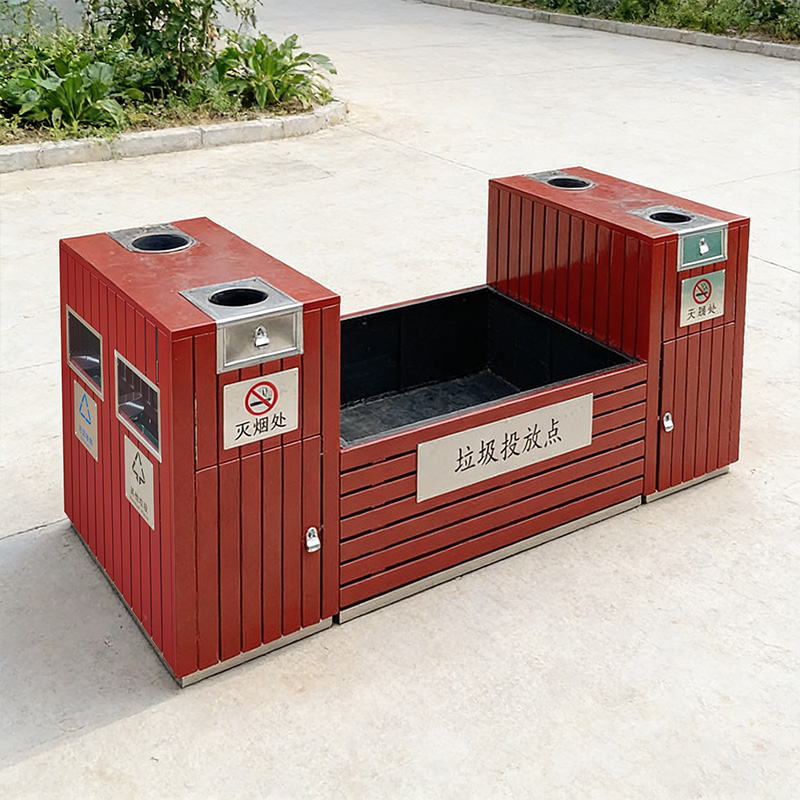 斯赞 站台分类垃圾箱 200*70*86cm 个高清大图