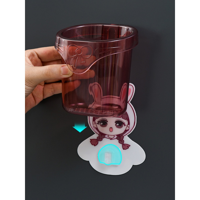 免打孔壁收纳筒收纳盒放牙刷的架子 家用牙刷架牙具收纳架高清大图