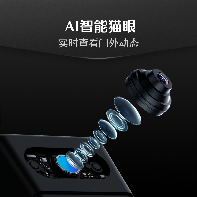 德施曼智能猫眼锁指纹锁密码锁全自动智能门锁Q5MPlus电子门锁家用防盗门智能锁高级黑高清大图