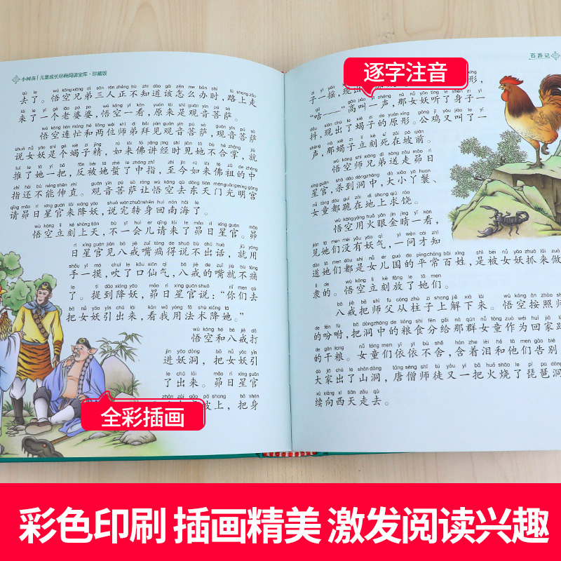 四大名著 小树苗儿童成长经典阅读宝库珍藏版全4册 全彩注音(硬壳精装) [正版]西游记七年级 必 读推 荐阅读书目 四大高清大图