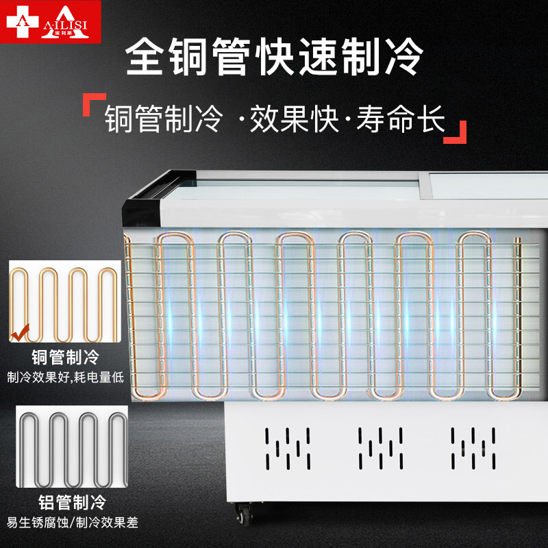 埃利斯(AILISI)1.8米岛柜 商用冷柜 冰柜 冷藏冷冻柜 商用展示柜 肉食海鲜柜 雪糕柜 推拉门