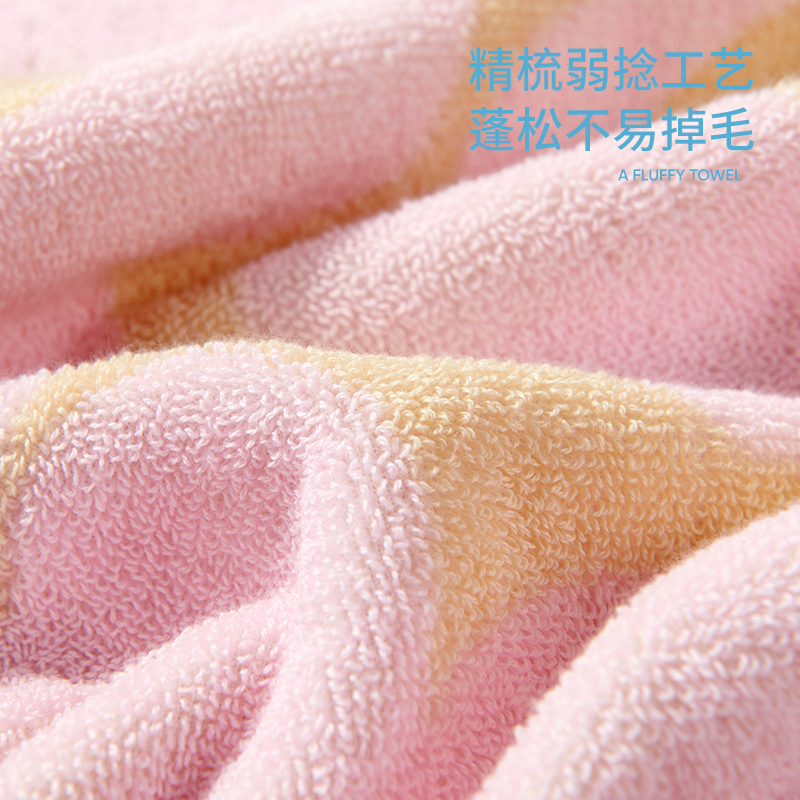 洁玉 春野樱精梳棉提花毛巾 34*74cm 95g 1条装 J4017F 蓝色高清大图