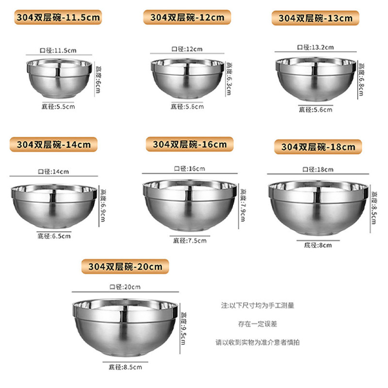 茂稔双层不锈钢碗 18cm 个高清大图