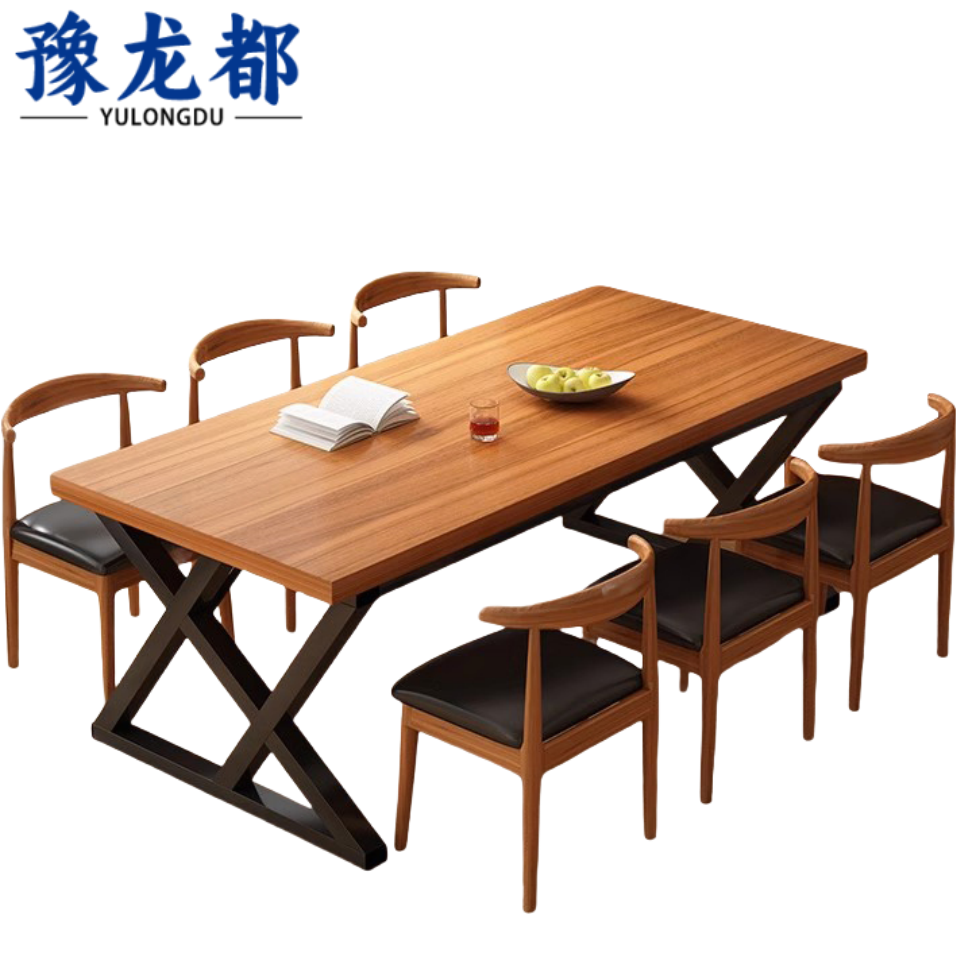 豫龙都餐桌椅一桌六椅套高清大图