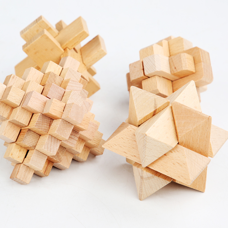 鲁班锁套装45件儿童九连环成人智力学生孔明锁鲁班锁全套|榉木1-20共