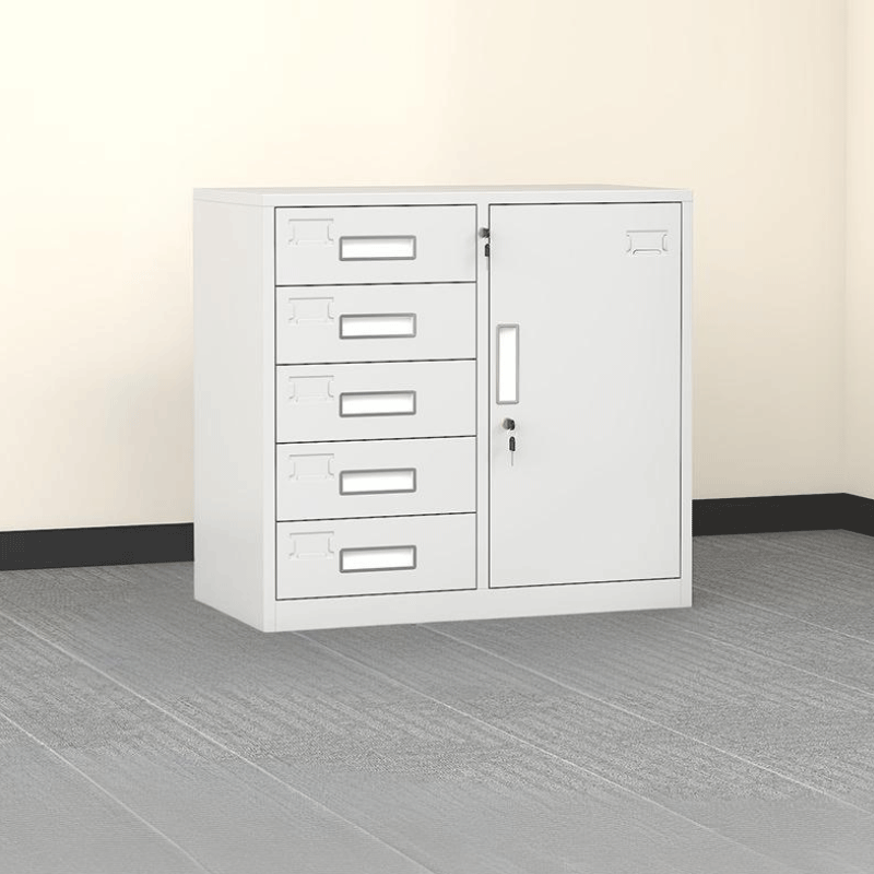 易企采 【五抽一门】白色 700*750*390MM 办公室资料文件矮柜 单位:台 货期七天 质保一年