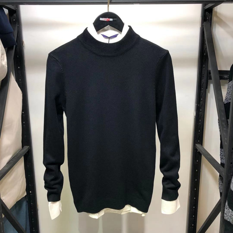 莫迪洛男装jj秋冬款半高领纯色绒混纺修身青年针织衫打底衫毛衣毛衣