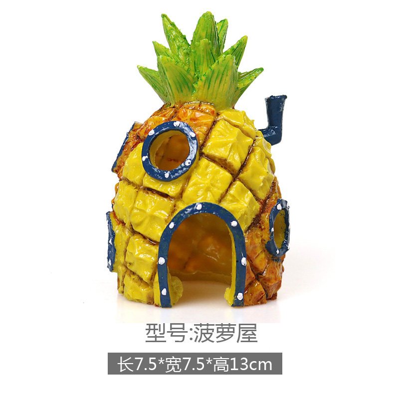 鱼缸造景装饰海绵宝宝公仔水族箱卡通树脂小摆件鱼虾躲避屋