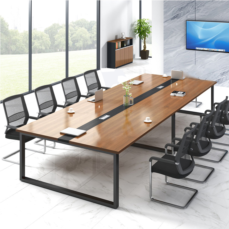 凤凰泾会议桌长桌工作桌洽谈桌椅组合2.4米会议桌+8椅[工厂现做 7天内发货]高清大图