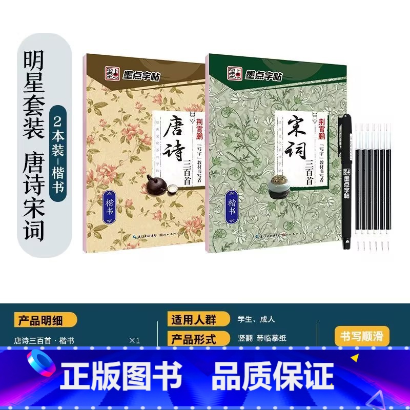 【楷书2本】唐诗+宋词 【正版】字帖楷书行楷大学生国学经典文化字帖练字成年男女生唐诗宋词三百首荆霄鹏临摹名著格言名家散文