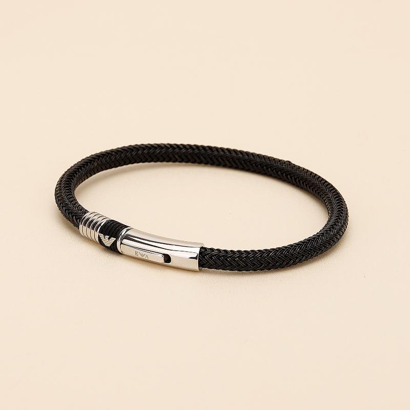 阿玛尼emporioarmani男士手环商务皮质编织风男士手链鹰标个性手链男