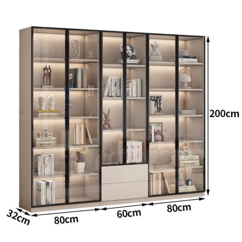 怡卓欧实木办公柜六门两抽台高清大图