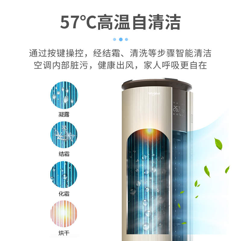 惠而浦(Whirlpool) 3匹 变频 新1级 紫外杀菌智慧语音智能温湿 3P冷暖 柜机空调 IVH-72YT1NW