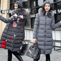 中长款女士棉衣女2020女士棉袄冬季中长款过膝双面穿大毛领休闲舒适棉服修身外套女士棉衣18-6-91-109