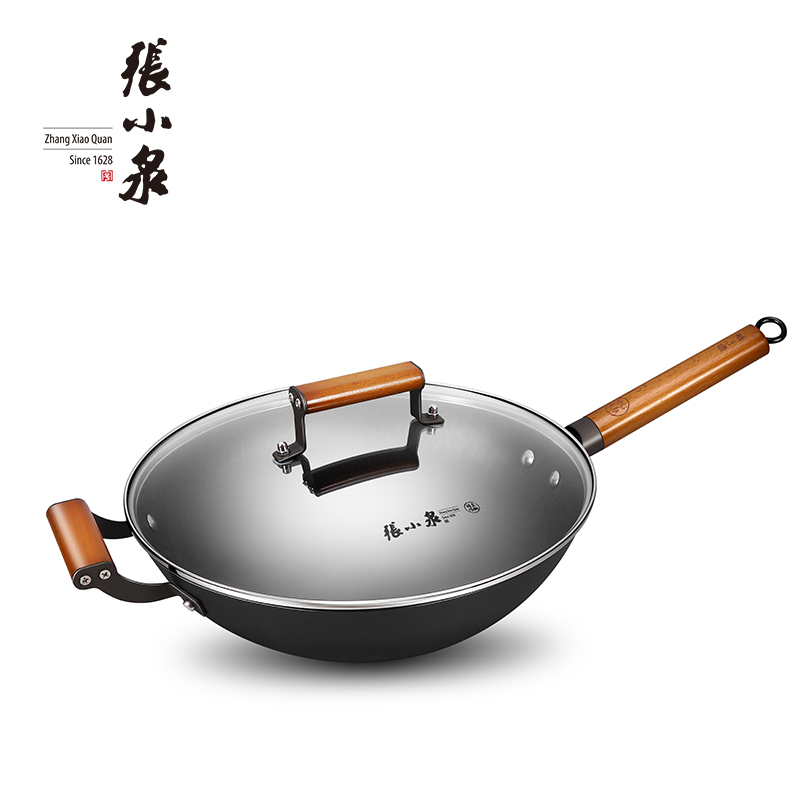 张小泉 真不锈铁铸32CM炒锅家用无涂层 C30210100
