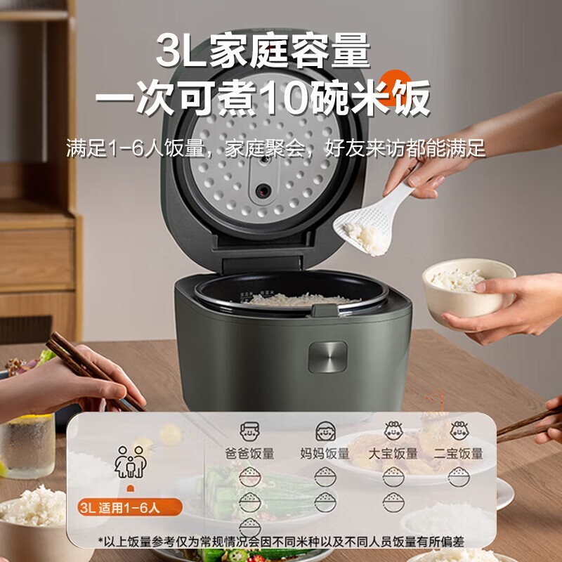 苏泊尔电饭煲1.6L黄色不粘内胆300W快速饭按键式2人以下家用小容量高清大图