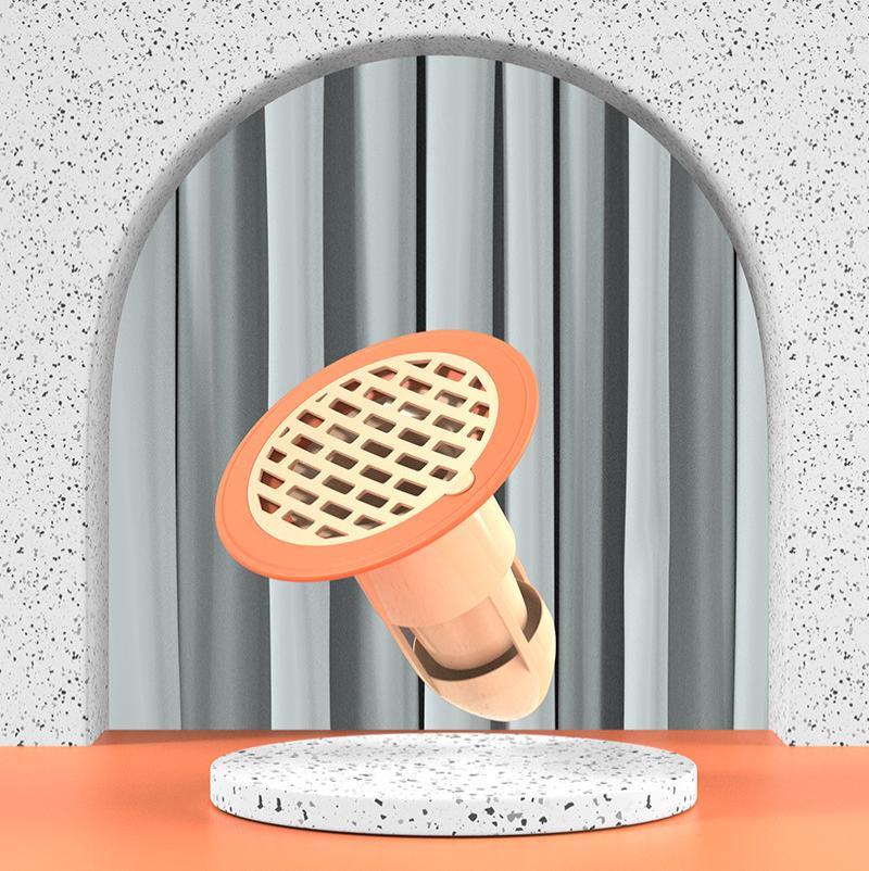 地漏防臭器下水道防臭盖堵口器防反味神器防反水卫生间AB--橙色子弹头防臭地漏--（单个装）