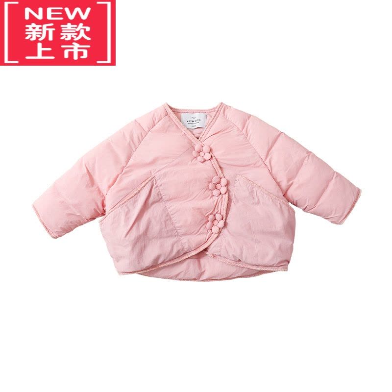 可莉允女童冬季棉服2022新款弧形门襟女宝宝大口袋加厚外套简约可爱图片