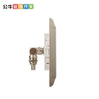 公牛(BULL)开关插座 G19T103(U6)金属香槟金360度接线弯头86型闭路电视一位电视插座面板