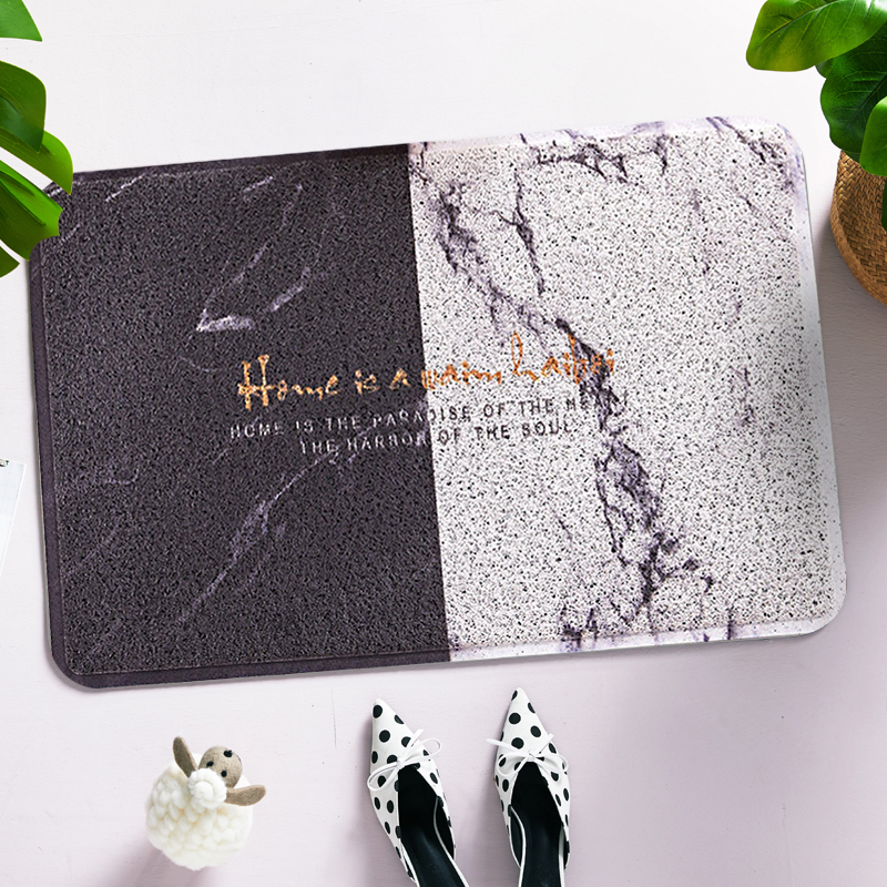 美帮汇北欧ins网红丝圈地垫入垫子PVC脚垫地毯家用免洗入户垫 黑白大理石丝圈地垫 定制联系客服