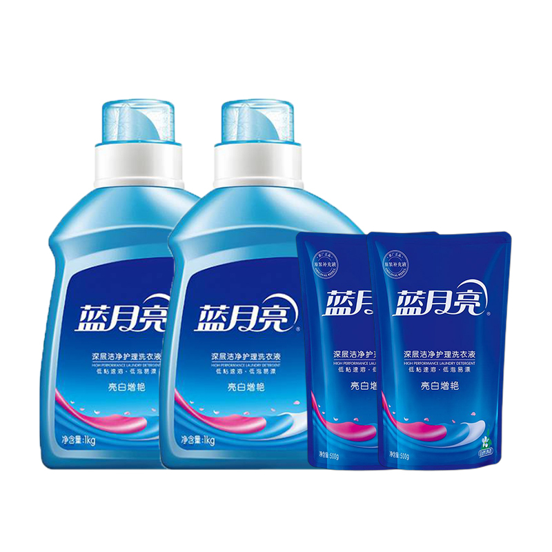 蓝月亮 洗衣液套装 6斤洗衣液组合:自然亮白1kg×2+自然亮白500g袋×2