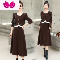 七斓小香风套装2023年春装新款灯芯绒套气质显瘦小众半身裙套装半 M85-105斤 咖色