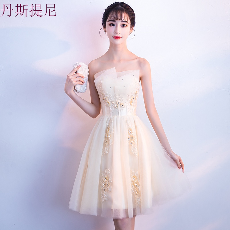 晚礼服女2018新款高贵优雅伴娘服短款宴会洋装生日派对小礼服裙夏
