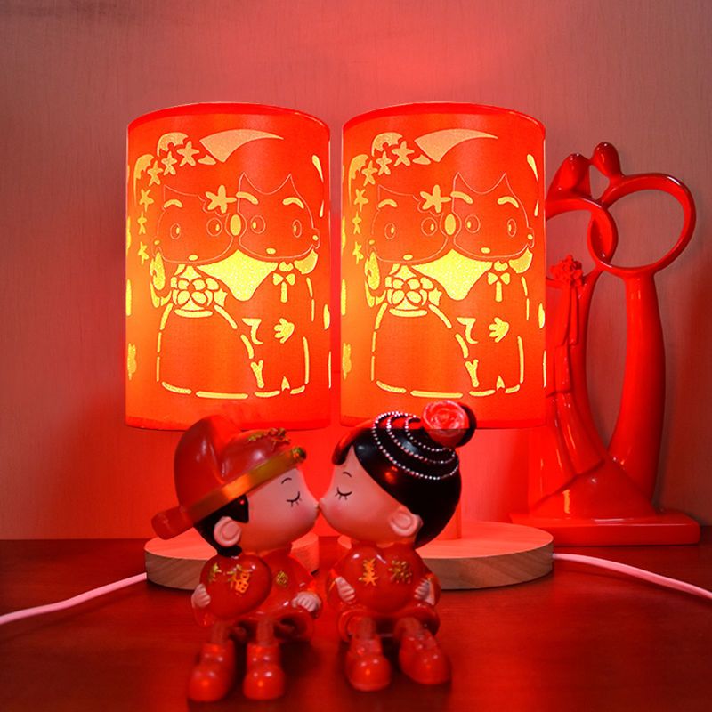 双喜卧室床头灯婚庆长明灯现代简约新婚房礼物装饰结婚台灯红色led