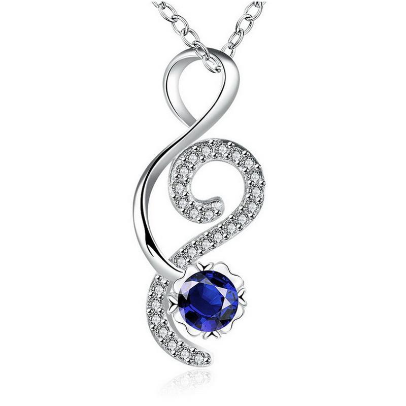 N008 N002 Silver Necklace 镀银日韩高贵植物镶宝石项链女防过敏送女朋友七夕情人节礼物