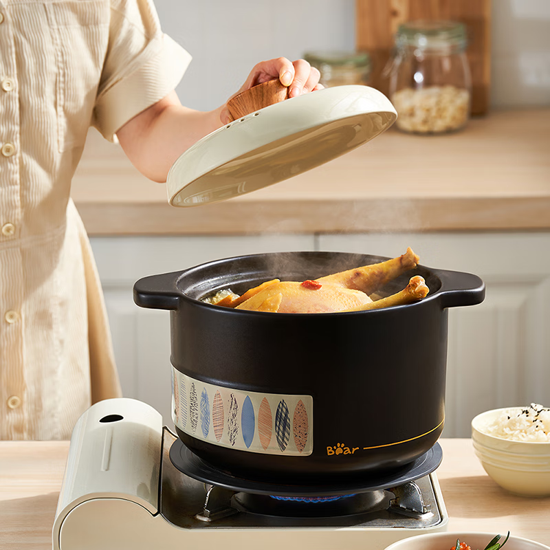 小熊(Bear)砂锅 砂锅煲汤锅炖锅燃气灶陶瓷锅宽口 沙锅 4.8L 【适合4~6人】CP-G0070