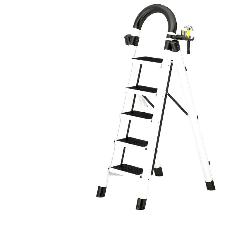 家用折叠梯特厚碳钢人字梯室内伸缩步梯红色6步高清大图