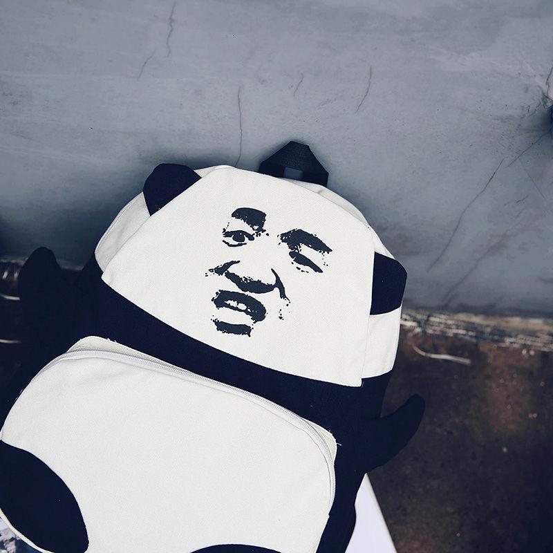 派尼美特熊猫金馆长暴走漫画表情包张学友帆布双肩包阿布书包背包丑化