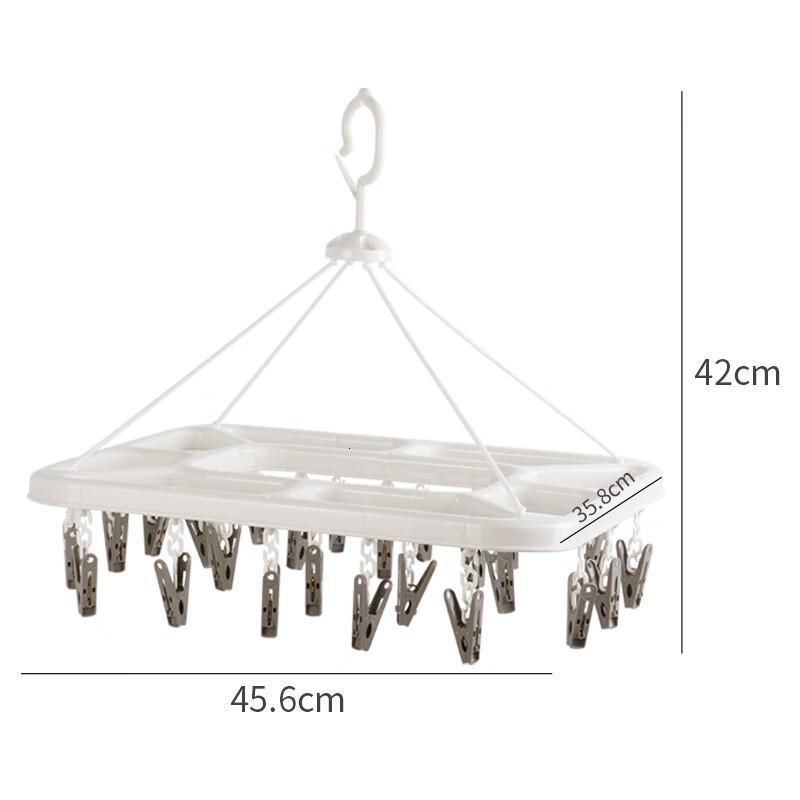 茶花(CHAHUA)衣架子带晾衣夹子晾衣架晒袜子架内衣架(24夹子)挂架白咖色 0709