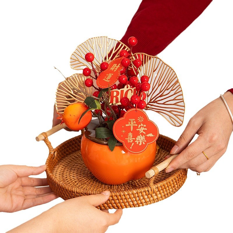 DXP 新年装饰品摆件2025蛇年福桶发财树【升级款】恭贺新春*2盆
