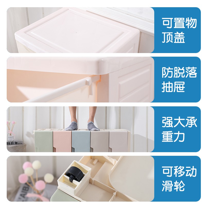 加厚抽屉式收纳柜子塑料宝宝婴儿儿童衣柜储物柜多层整理箱五斗柜收纳柜 三维工匠高清大图