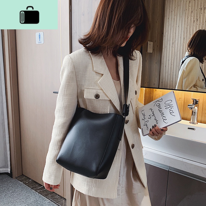 复古水桶包女大包2020夏天新款时尚宽肩带单肩母斜跨包NEWLAKE高清大图