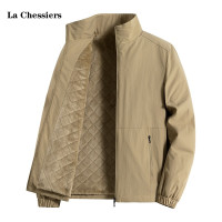 La Chessiers官方立领夹克外套男春秋季防水加大码宽松户外可脱卸帽冬季加绒