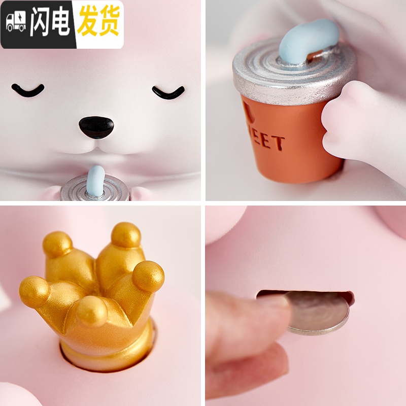 三维工匠存钱罐网红创意大人家用女生可爱储钱罐可存可取少女心ins储蓄罐 仓鼠钱罐-灰色中号高清大图