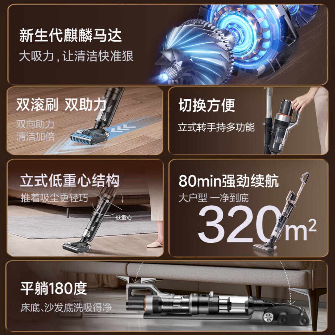 莱克(LEXY)强力立式家用吸尘器无线大吸力多功能吸尘除螨一体机 魔洁M9高清大图