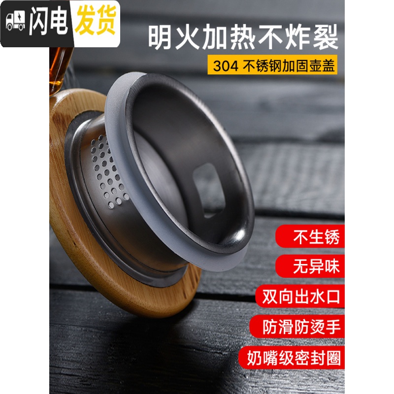 三维工匠冷水壶玻璃水壶家用可高温开水杯子耐热防爆扎壶套装凉水壶 直款乐享壶1000+蘑菇杯2只高清大图