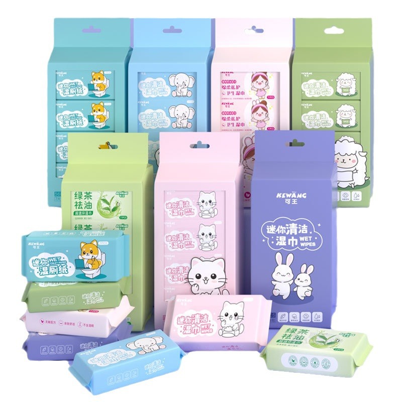 米奇喵小象迷你湿巾便携小包装抽取手口清洁湿纸巾高清大图